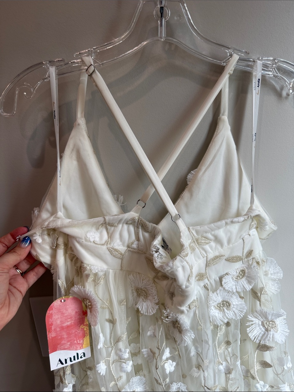 ARULA Ivory Floral Embroidered Maxi Dress - Picture 6 of 14